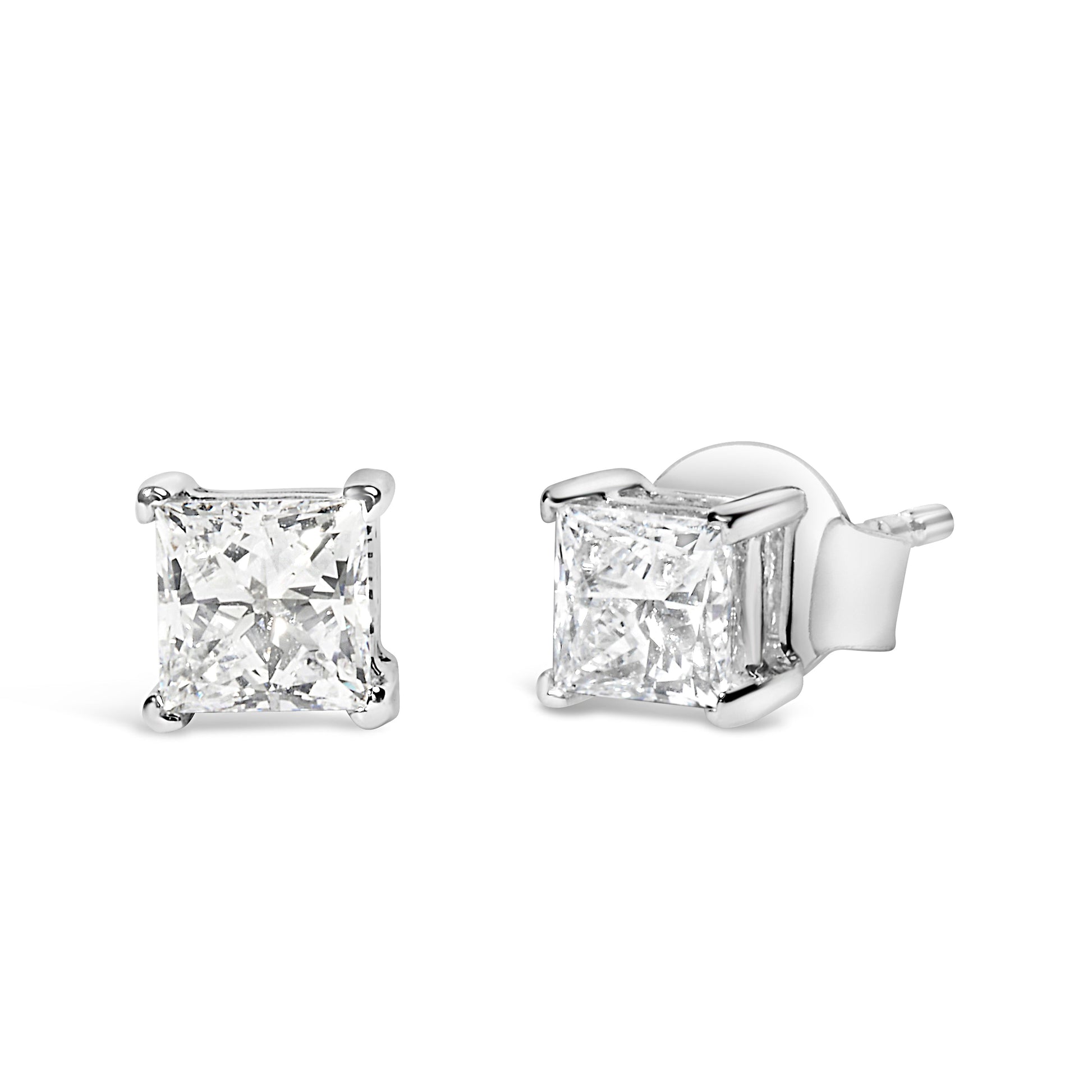 14K White Gold 3/8 Cttw Lab Grown Princess-Cut Diamond 4-Prong Solitaire Stud Earrings (VS1-VS2 Clarity, F-G Color) Bids.com