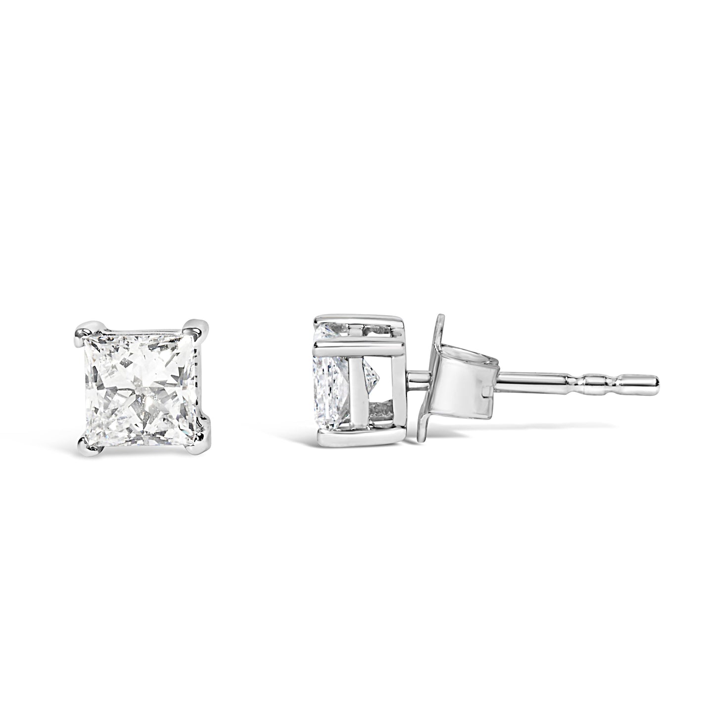 14K White Gold 3/8 Cttw Lab Grown Princess-Cut Diamond 4-Prong Solitaire Stud Earrings (VS1-VS2 Clarity, F-G Color) Bids.com