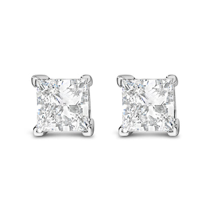 14K White Gold 1.0 Cttw Princess Cut Lab Grown Diamond Solitaire Stud Earrings (F-G Color, VS2-SI1 Clarity) Bids.com