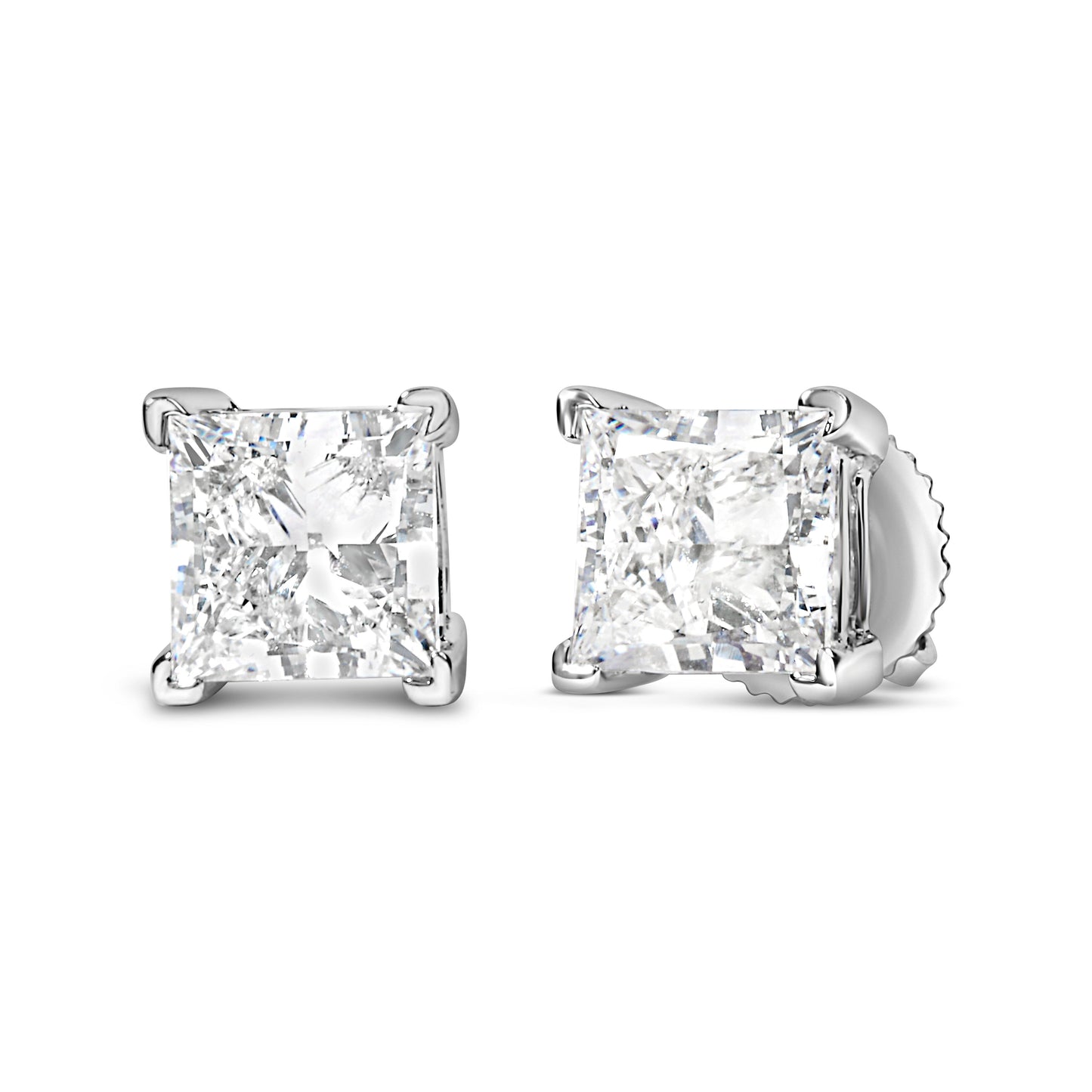 14K White Gold 1.0 Cttw Princess Cut Lab Grown Diamond Solitaire Stud Earrings (F-G Color, VS2-SI1 Clarity) Bids.com