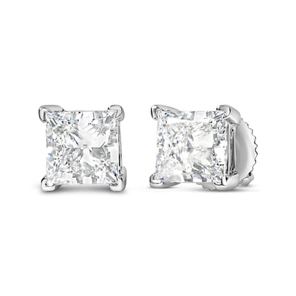 14K White Gold 1.0 Cttw Princess Cut Lab Grown Diamond Solitaire Stud Earrings (F-G Color, VS2-SI1 Clarity) Bids.com
