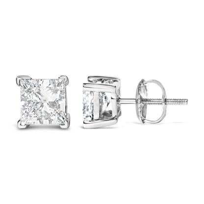 14K White Gold 1.0 Cttw Princess Cut Lab Grown Diamond Solitaire Stud Earrings (F-G Color, VS2-SI1 Clarity) Bids.com