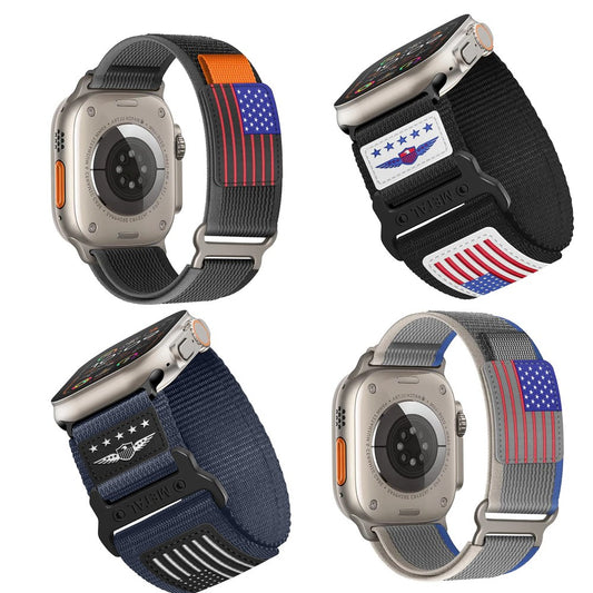 4 Bundle Pack COMBO Police and USA FLAG Combo Strap for Apple Watch