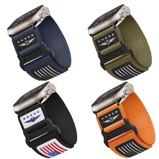 4 Bundle Pack Police Military Fireman Velcro USA FLAG Strap for Apple Watch