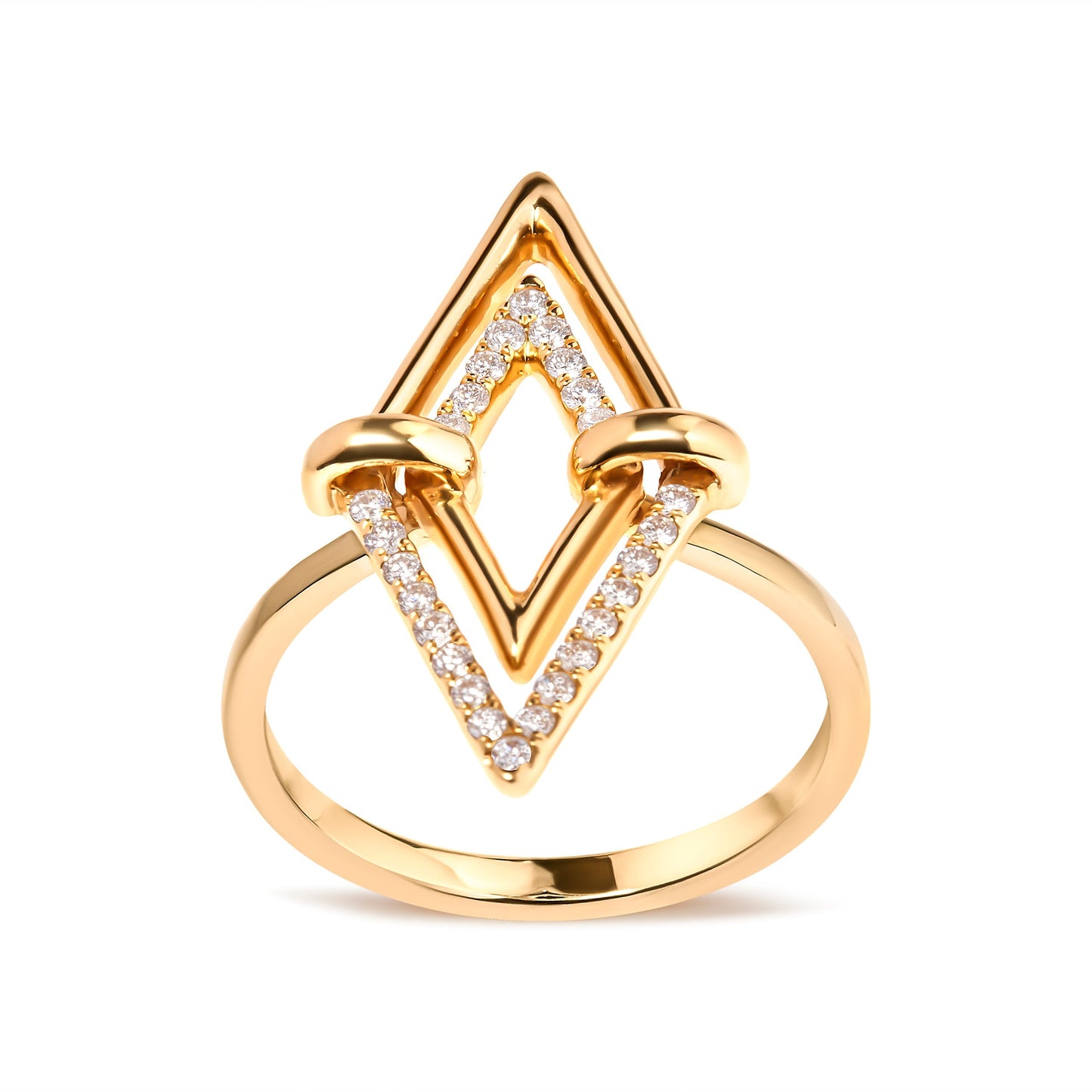 14K Yellow Gold 1/5 Cttw Diamond Double Triangle Ring (G-H Color, SI1-SI2 Clarity) - Size 7 Bids.com