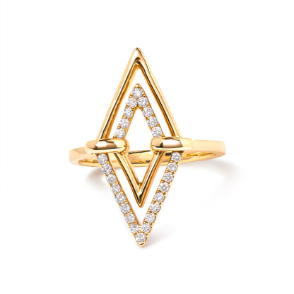 14K Yellow Gold 1/5 Cttw Diamond Double Triangle Ring (G-H Color, SI1-SI2 Clarity) - Size 7 Bids.com