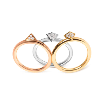 14K Tri Color Gold 1/3 Cttw Diamond Pyramid Stackable Band Ring Set (G-H Color, SI1-SI2 Clarity) - Size 7 Bids.com