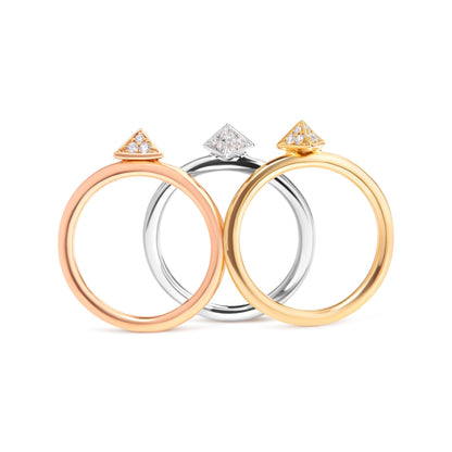 14K Tri Color Gold 1/3 Cttw Diamond Pyramid Stackable Band Ring Set (G-H Color, SI1-SI2 Clarity) - Size 7 Bids.com