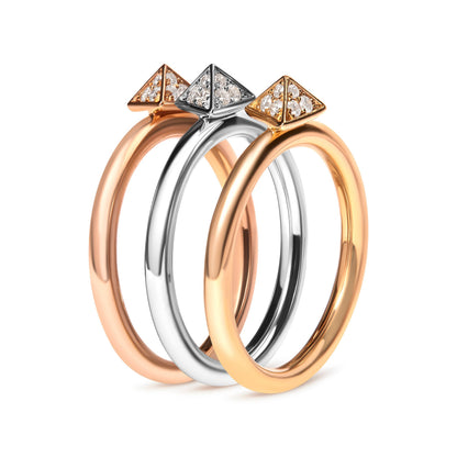 14K Tri Color Gold 1/3 Cttw Diamond Pyramid Stackable Band Ring Set (G-H Color, SI1-SI2 Clarity) - Size 7 Bids.com