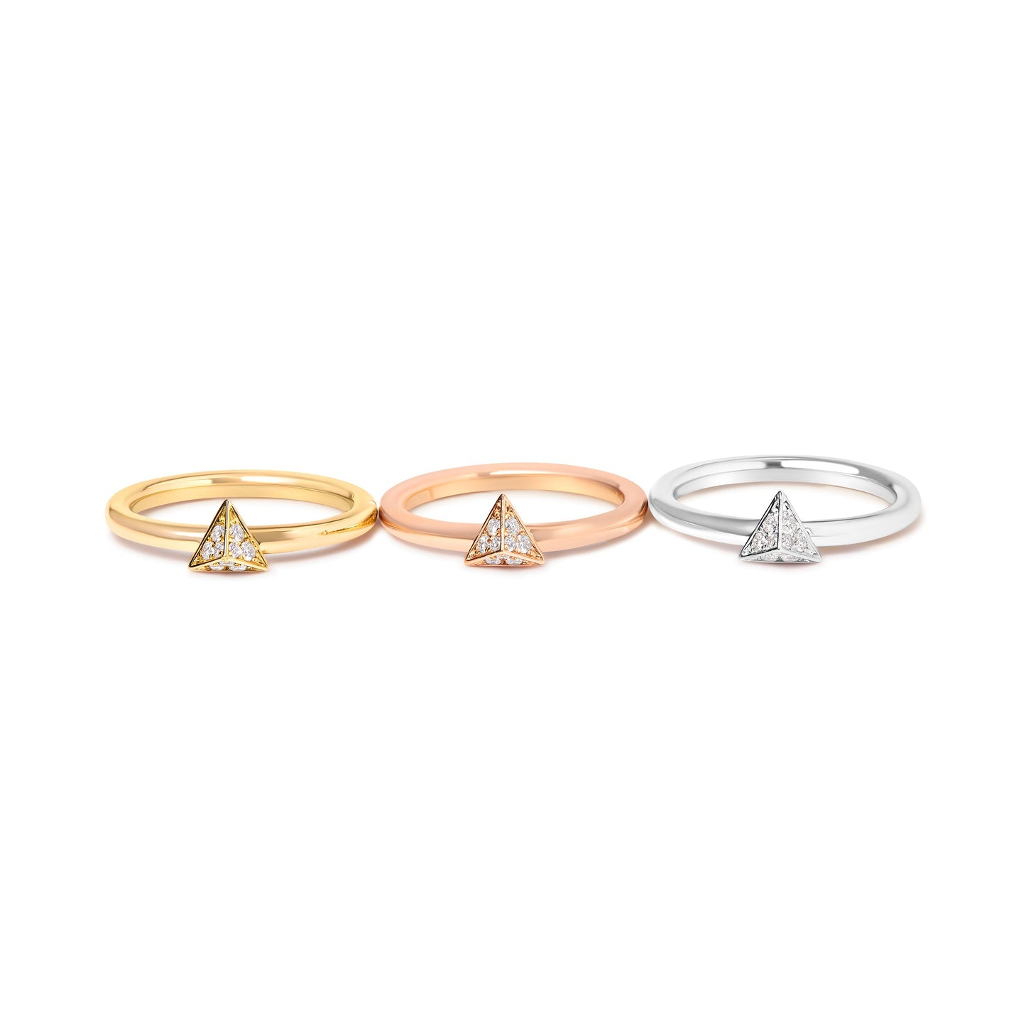 14K Tri Color Gold 1/3 Cttw Diamond Pyramid Stackable Band Ring Set (G-H Color, SI1-SI2 Clarity) - Size 7 Bids.com