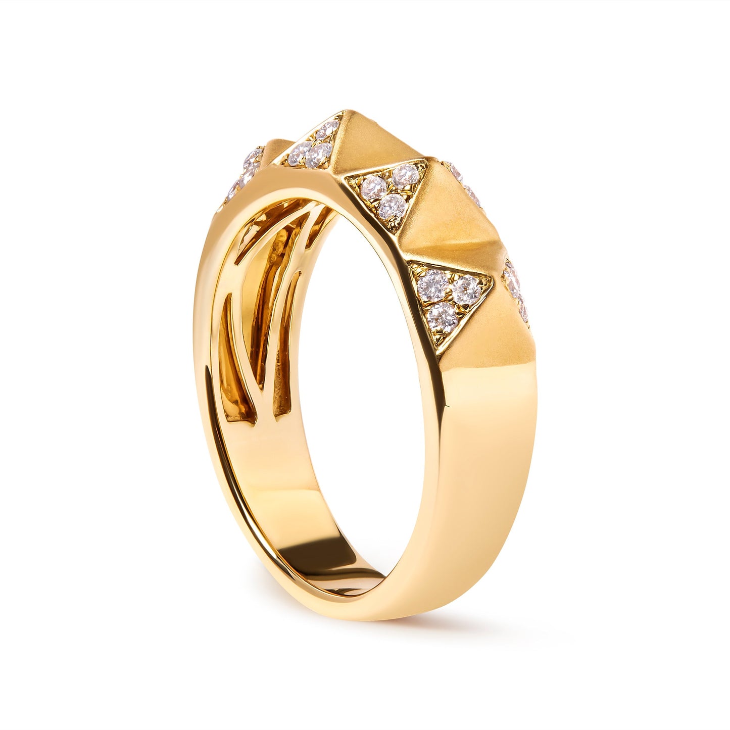 14K Yellow Gold 1/4 Cttw White Diamond Pyramid Band Ring (G-H Color, SI1-SI2 Clarity)- Size 7 Bids.com