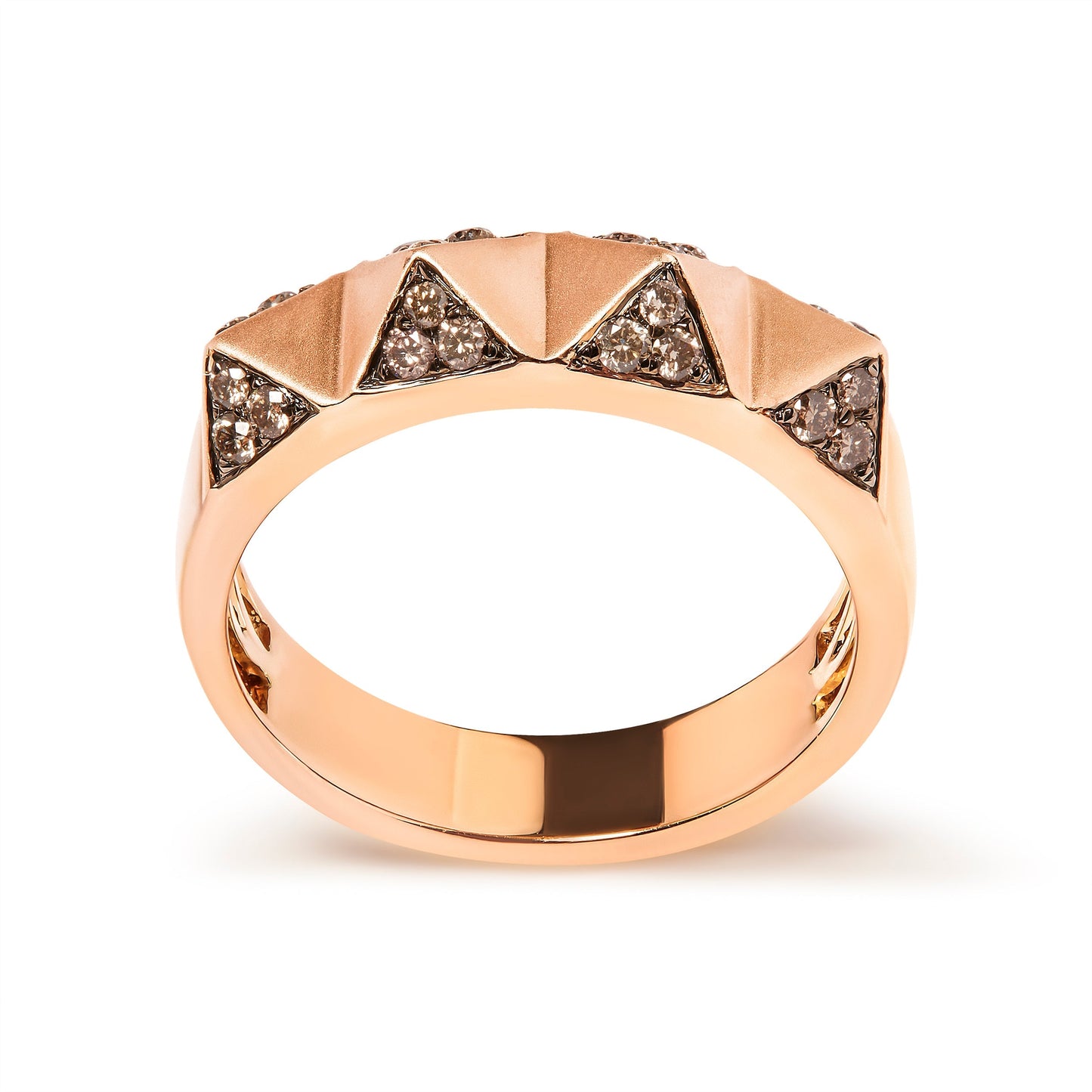 14K Rose Gold 1/4 Cttw Brown Diamond Pyramid Band Ring (Brown Color, SI1-SI2 Clarity)- Size 7 Bids.com