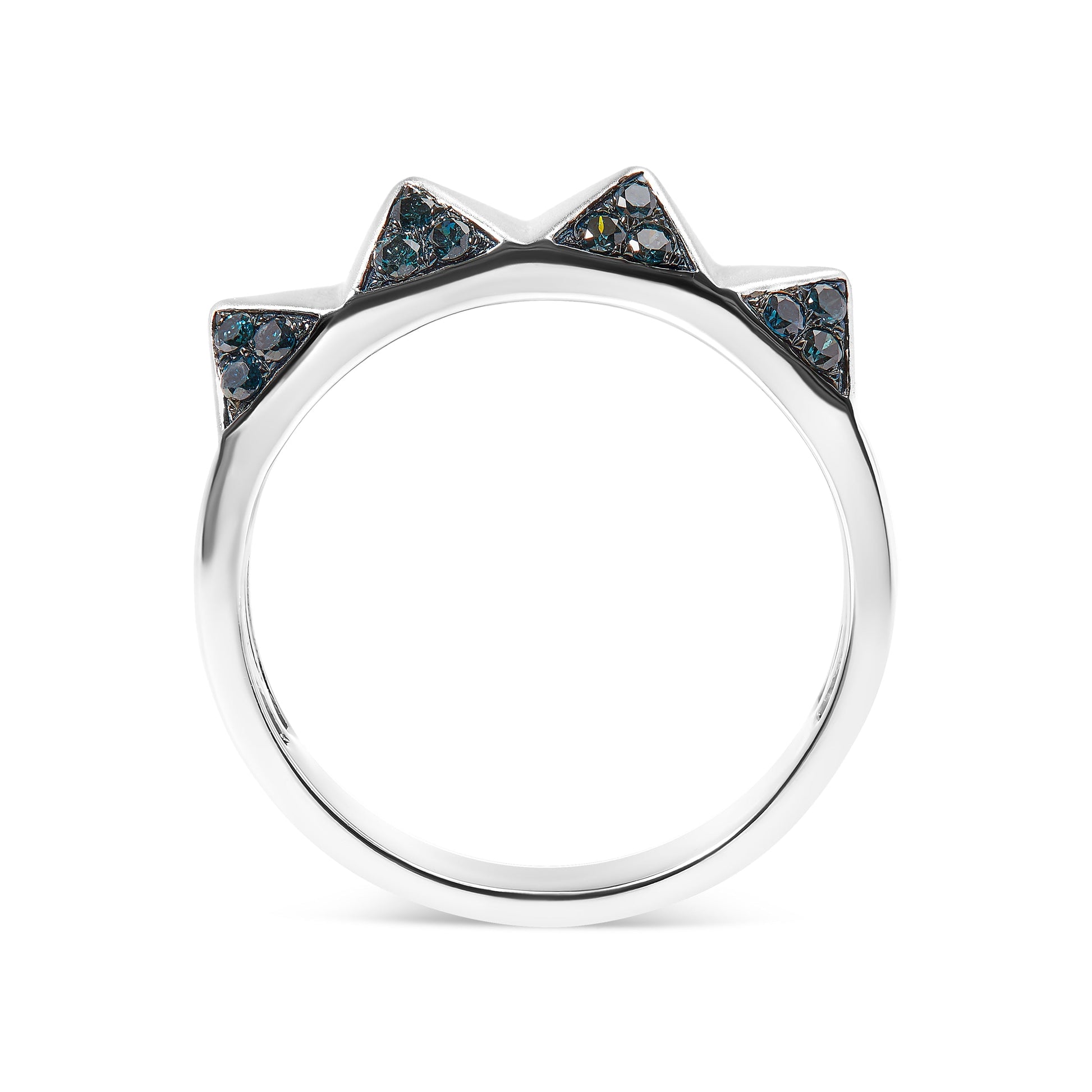 14K White Gold 1/4 Cttw Treated Blue Diamond Pyramid Band Ring (Blue Color, SI1-SI2 Clarity)- Size 7 Bids.com