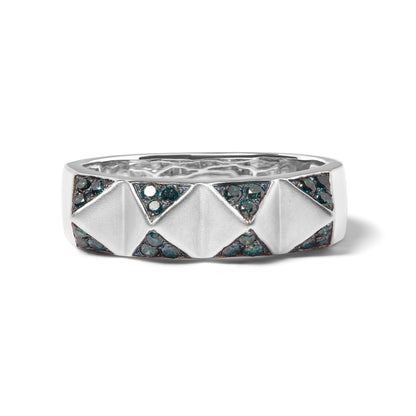 14K White Gold 1/4 Cttw Treated Blue Diamond Pyramid Band Ring (Blue Color, SI1-SI2 Clarity)- Size 7 Bids.com