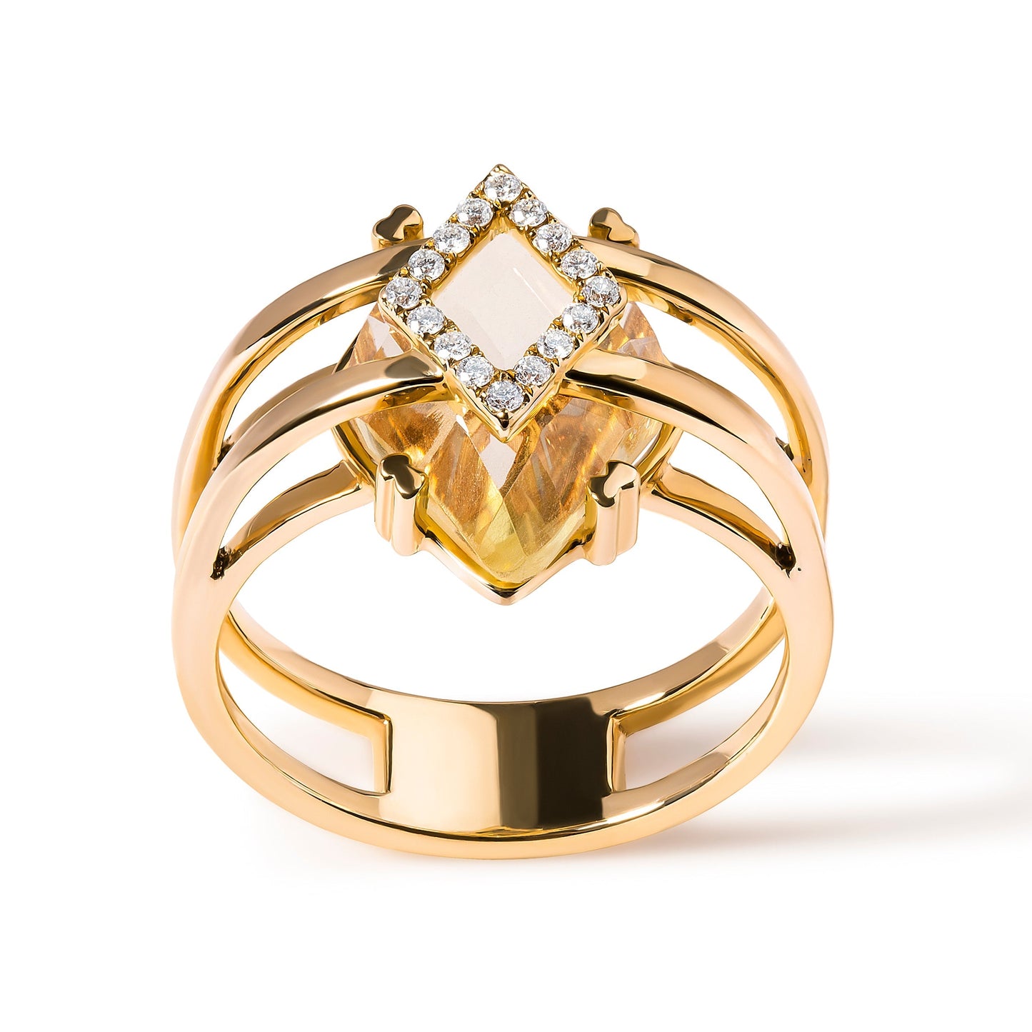 14K Yellow Gold 15x15 MM Marquise Cut Yellow Topaz and Diamond Accent Statement Cocktail Ring (G-H Color, SI1-SI2 Clarity) Bids.com
