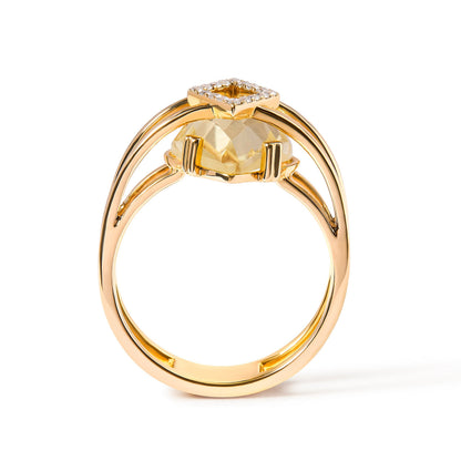 14K Yellow Gold 15x15 MM Marquise Cut Yellow Topaz and Diamond Accent Statement Cocktail Ring (G-H Color, SI1-SI2 Clarity) Bids.com