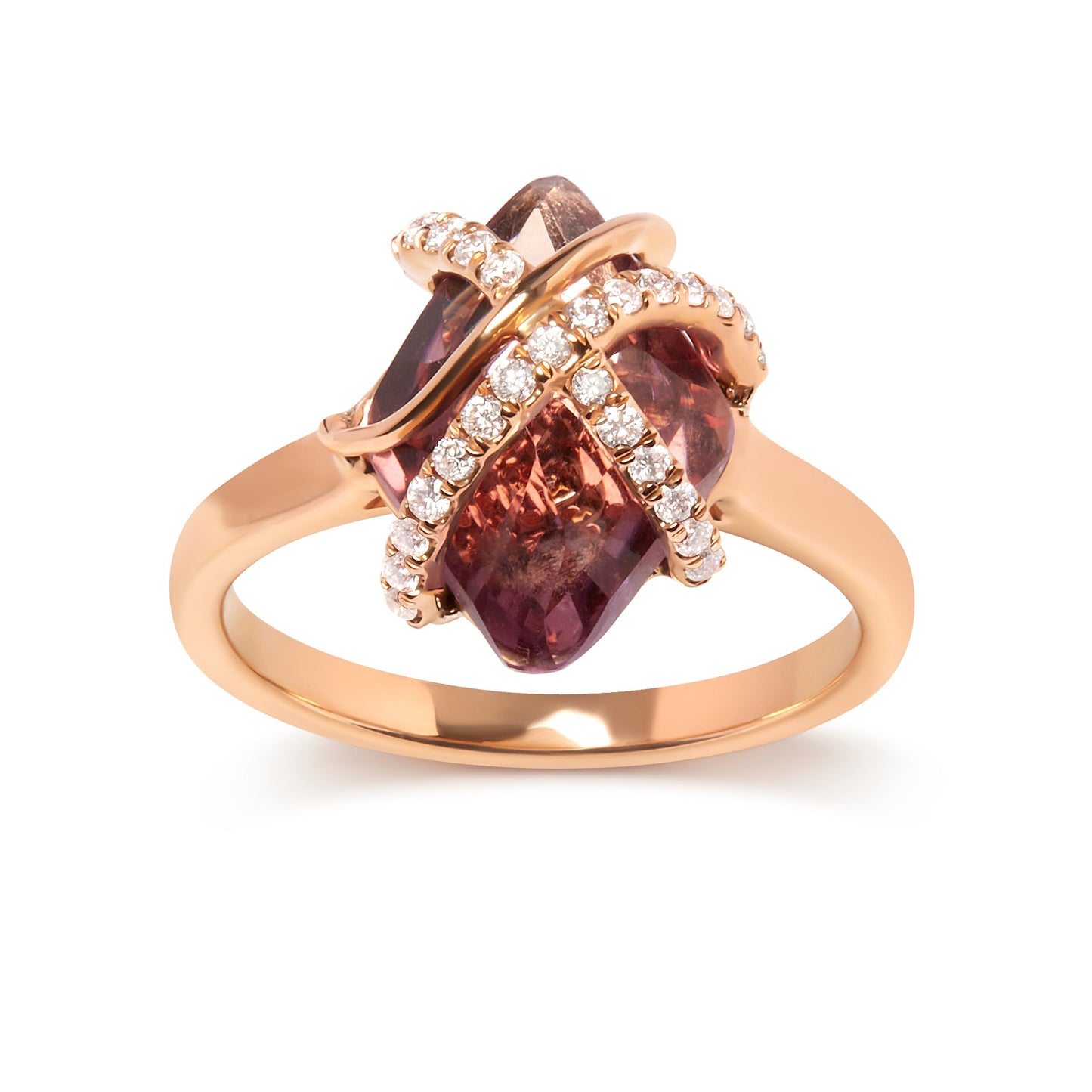 14K Rose Gold 1/5 Cttw Diamond Wrapped 15x15 MM Purple Amethyst Cocktail Ring (G-H Color, SI1-SI2 Clarity) Bids.com
