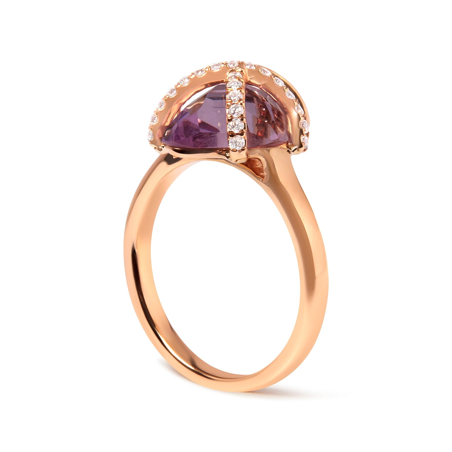 14K Rose Gold 1/5 Cttw Diamond Wrapped 15x15 MM Purple Amethyst Cocktail Ring (G-H Color, SI1-SI2 Clarity) Bids.com
