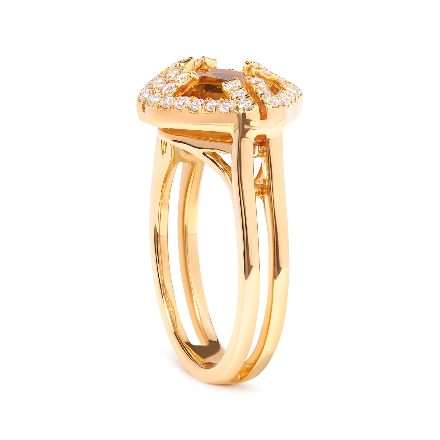 14K Yellow Gold Marquise-Cut Yellow Citrine and 1/3 Cttw Diamond Halo Cocktail Ring (G-H Color, SI1-SI2 Clarity) - Size 7 Bids.com