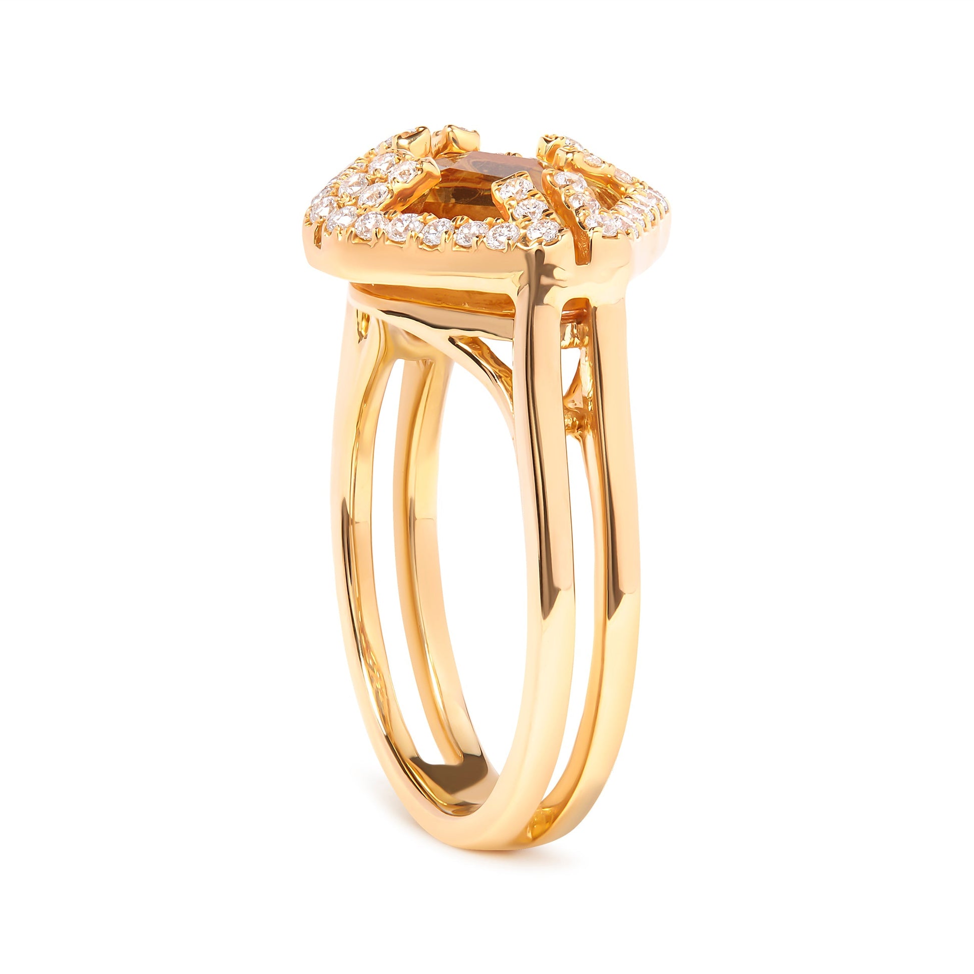 14K Yellow Gold Marquise-Cut Yellow Citrine and 1/3 Cttw Diamond Halo Cocktail Ring (G-H Color, SI1-SI2 Clarity) - Size 7 Bids.com