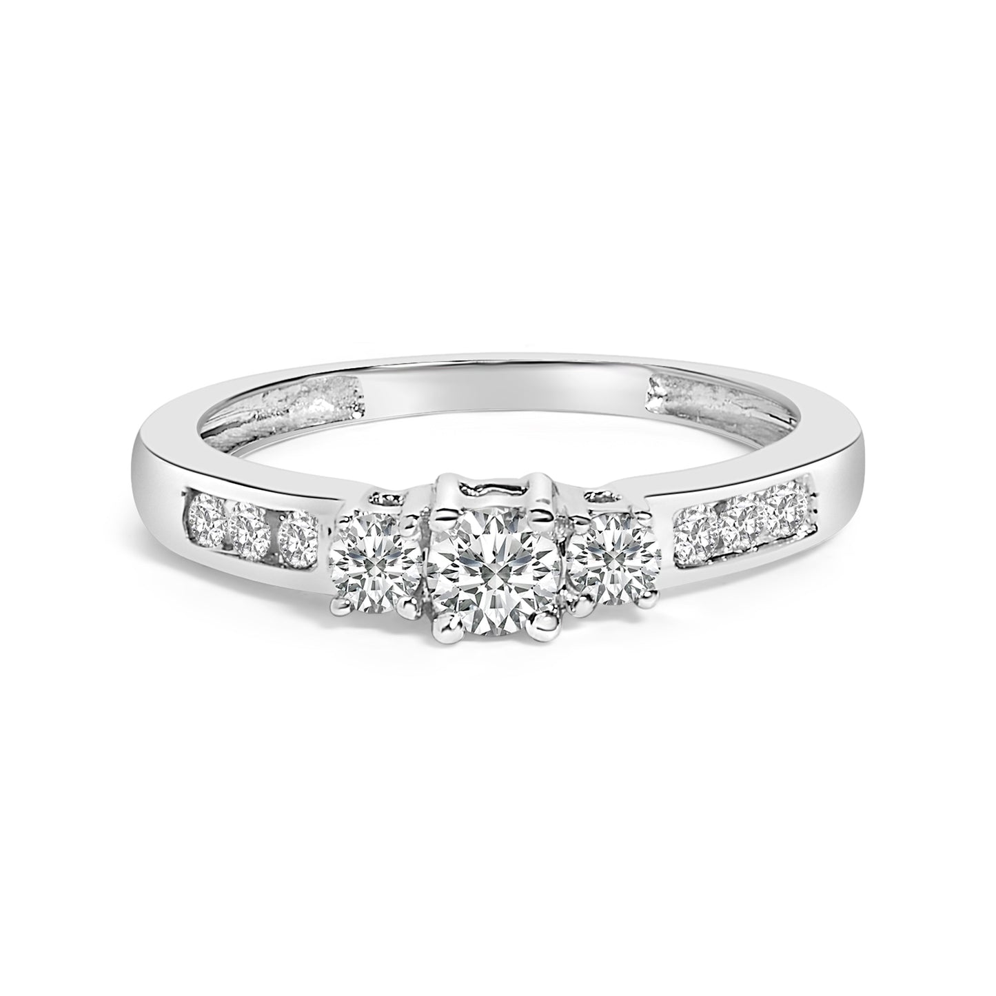 10K White Gold 1/2 Cttw Diamond Three Stone Ring Bids.com