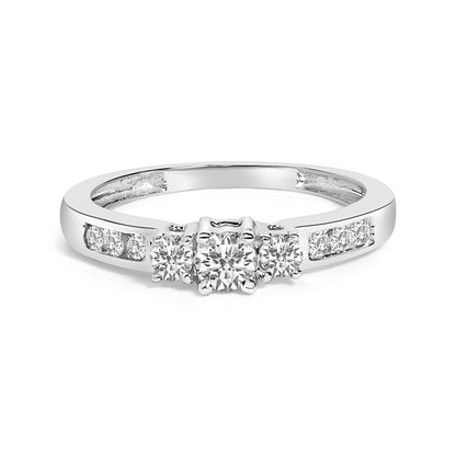 10K White Gold 1/2 Cttw Diamond Three Stone Ring Bids.com