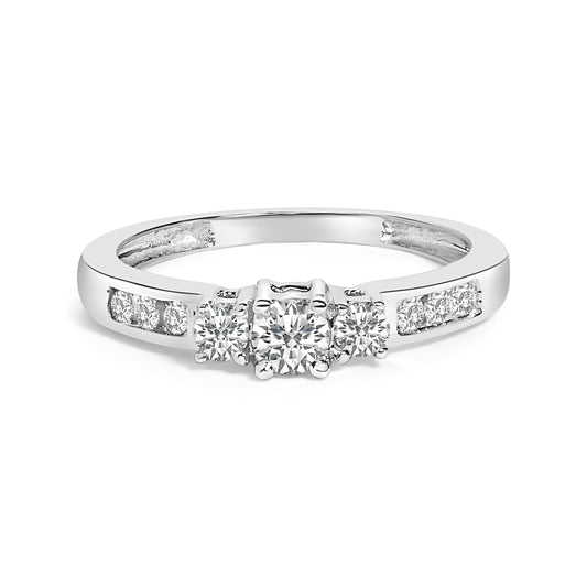 10K White Gold 1/2 Cttw Diamond Three Stone Ring Bids.com