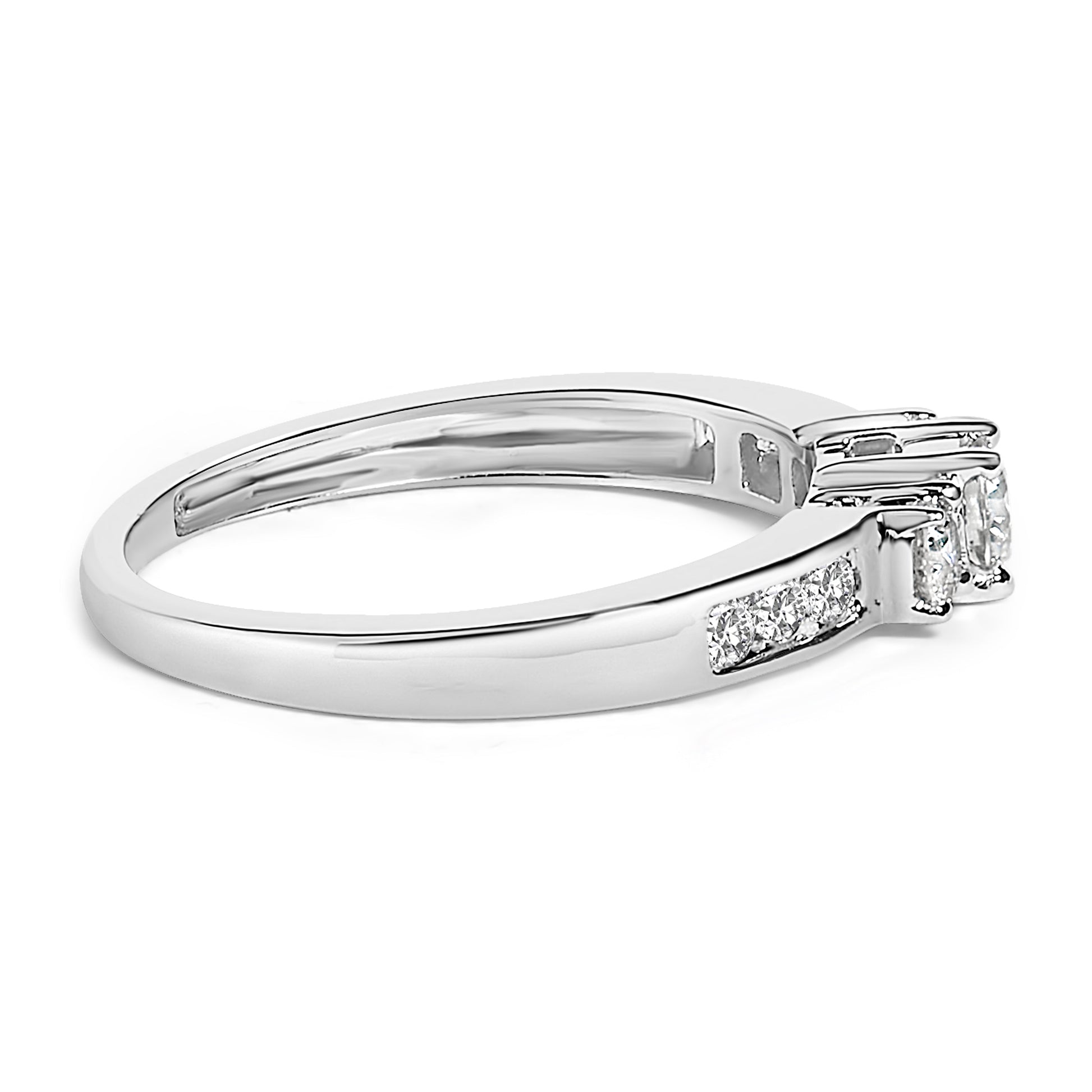 10K White Gold 1/2 Cttw Diamond Three Stone Ring Bids.com