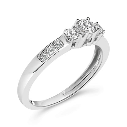 10K White Gold 1/2 Cttw Diamond Three Stone Ring Bids.com