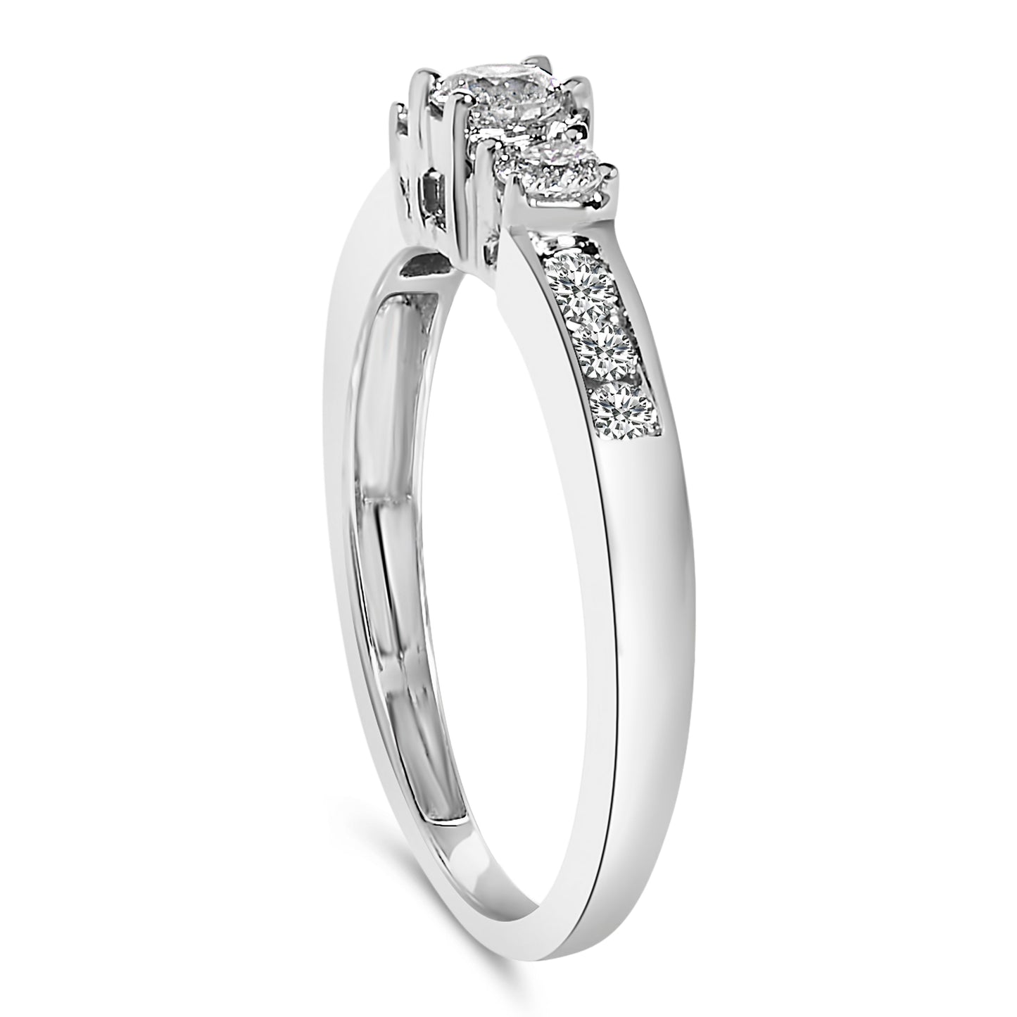 10K White Gold 1/2 Cttw Diamond Three Stone Ring Bids.com