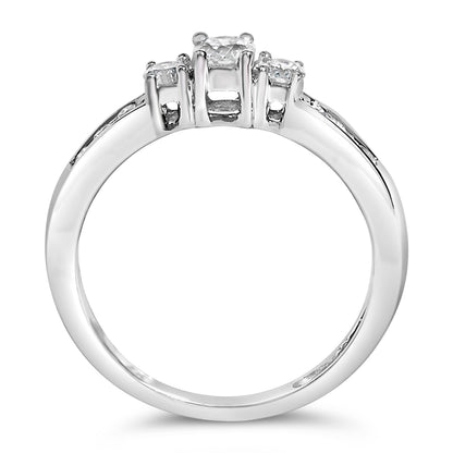 10K White Gold 1/2 Cttw Diamond Three Stone Ring Bids.com