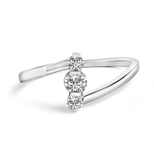 10K White Gold 1/4 Cttw Lab Grown Diamond Vertical Three Stone Ring Bids.com