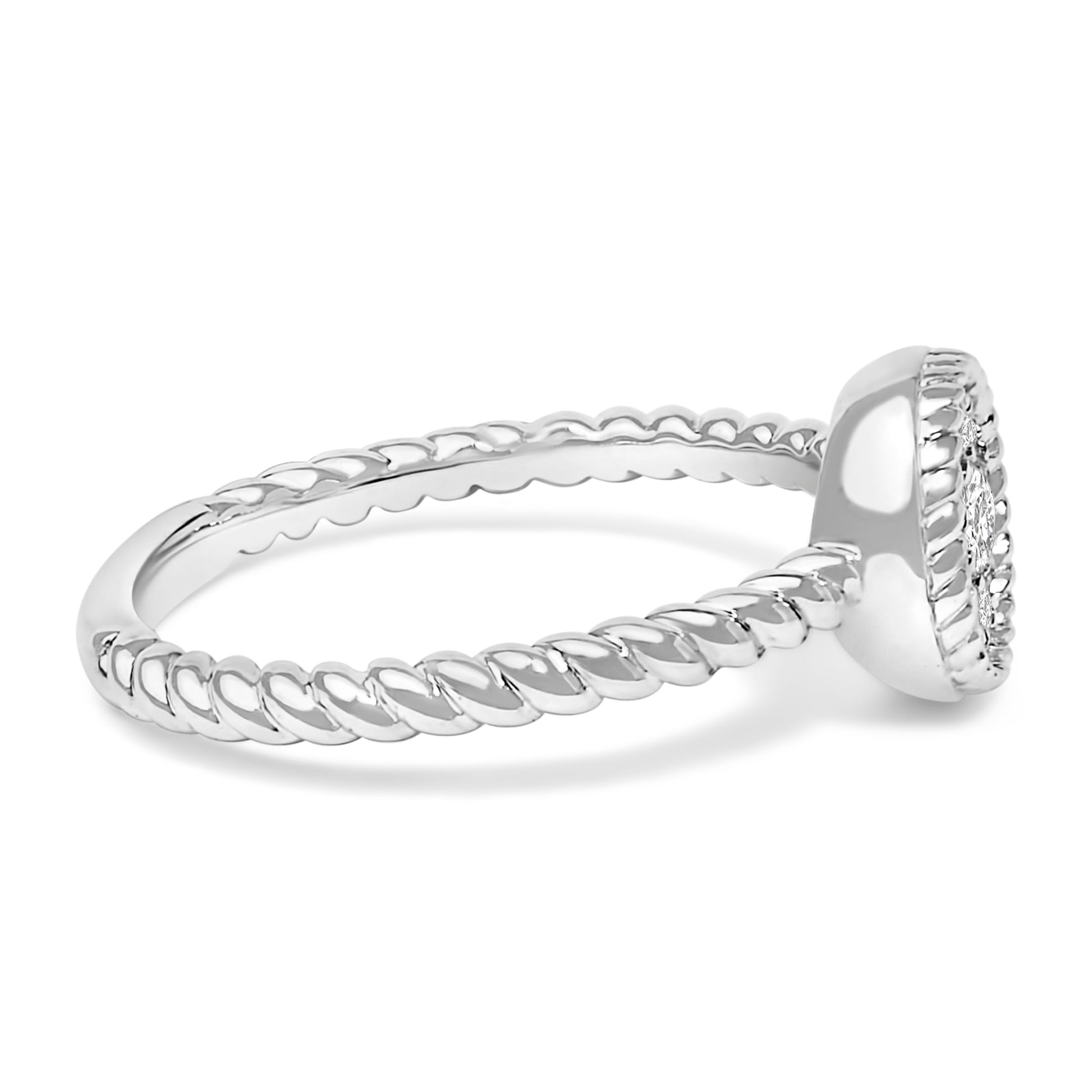 Sterling Silver 1/4 Cttw Diamond Floral Round Braided Ring Bids.com