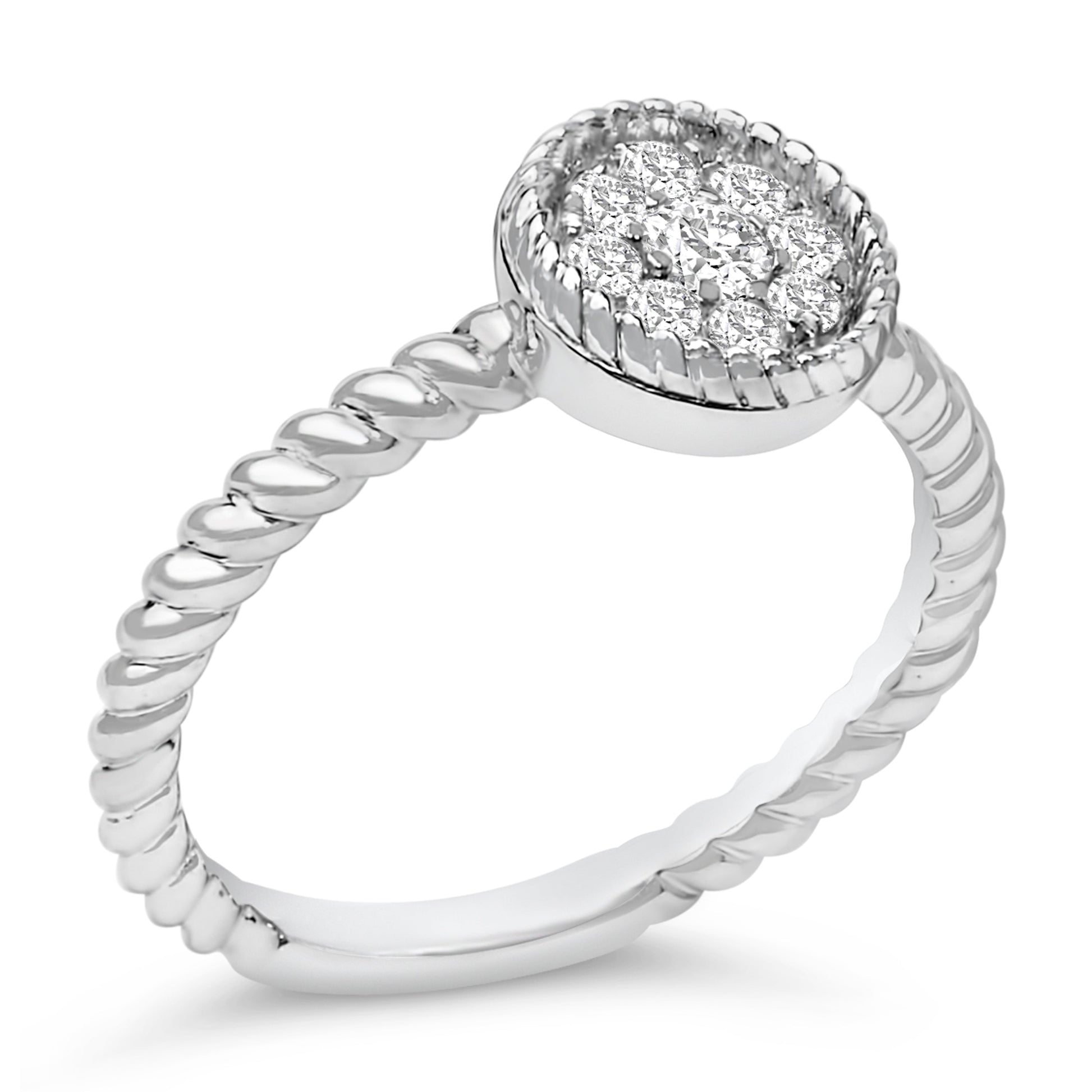 Sterling Silver 1/4 Cttw Diamond Floral Round Braided Ring Bids.com