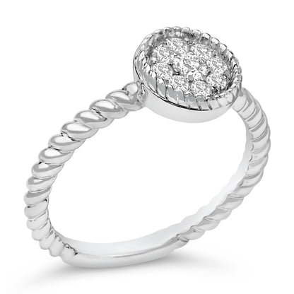 Sterling Silver 1/4 Cttw Diamond Floral Round Braided Ring Bids.com