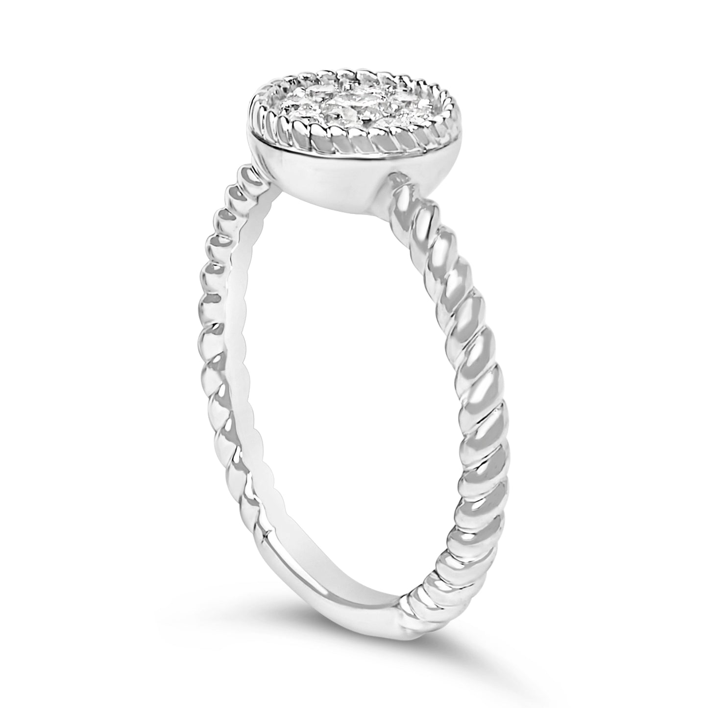 Sterling Silver 1/4 Cttw Diamond Floral Round Braided Ring Bids.com