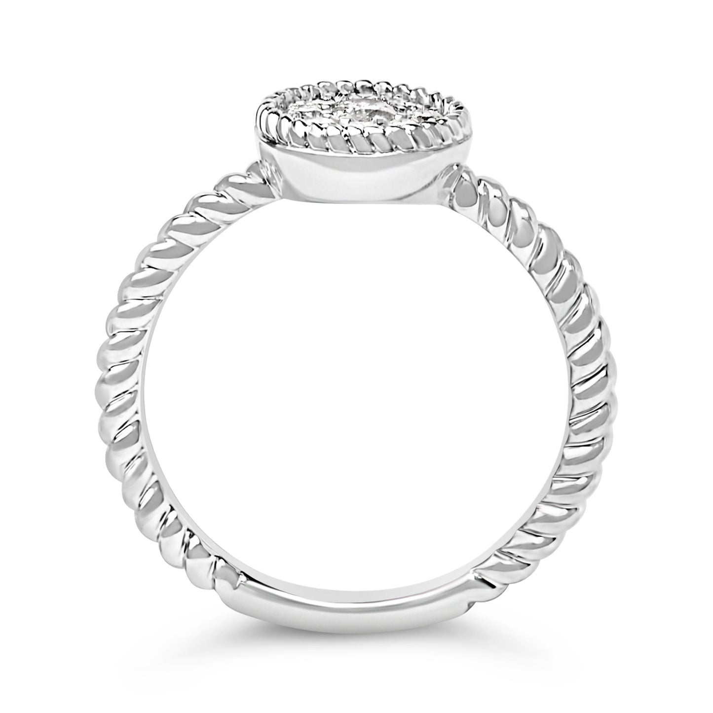 Sterling Silver 1/4 Cttw Diamond Floral Round Braided Ring Bids.com