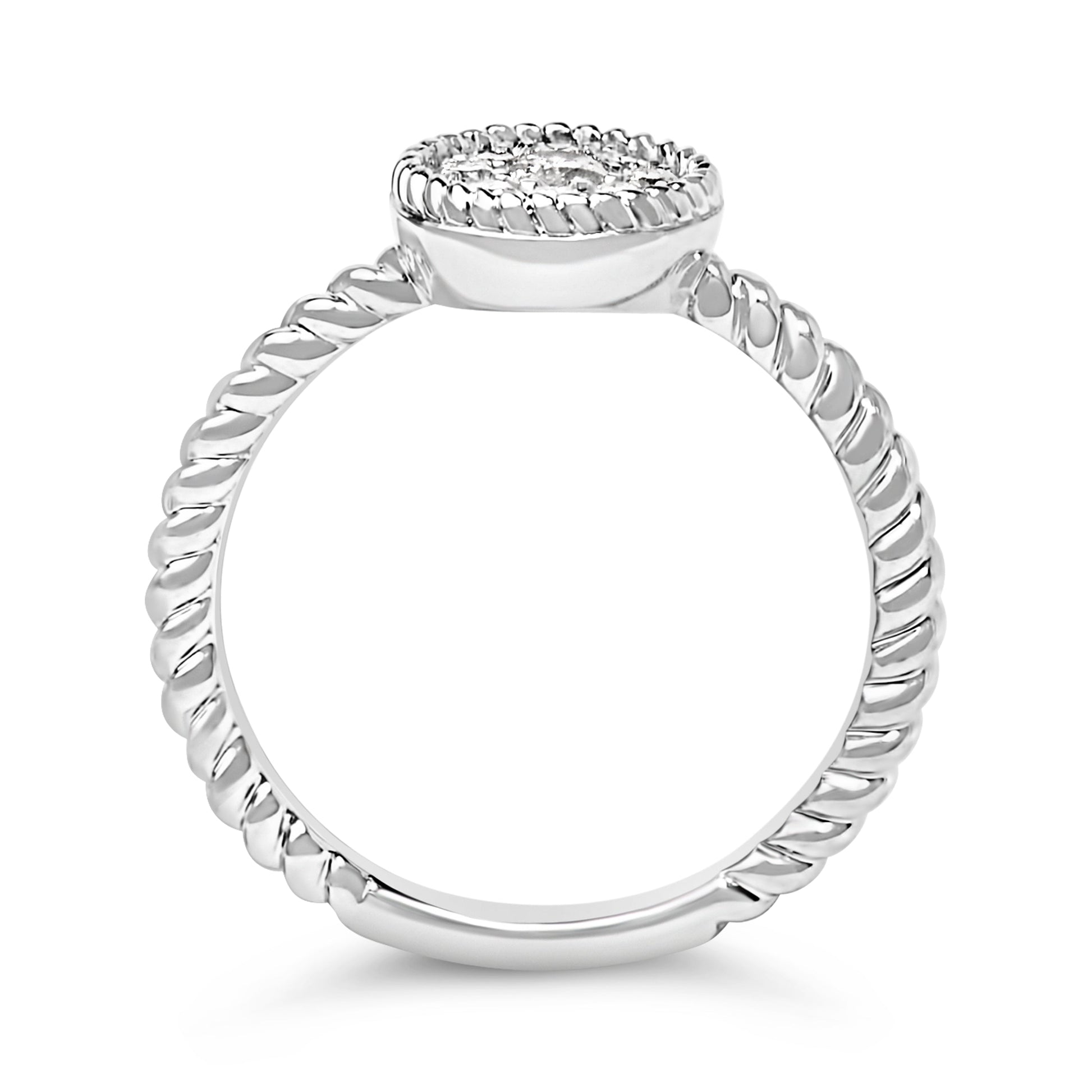 Sterling Silver 1/4 Cttw Diamond Floral Round Braided Ring Bids.com