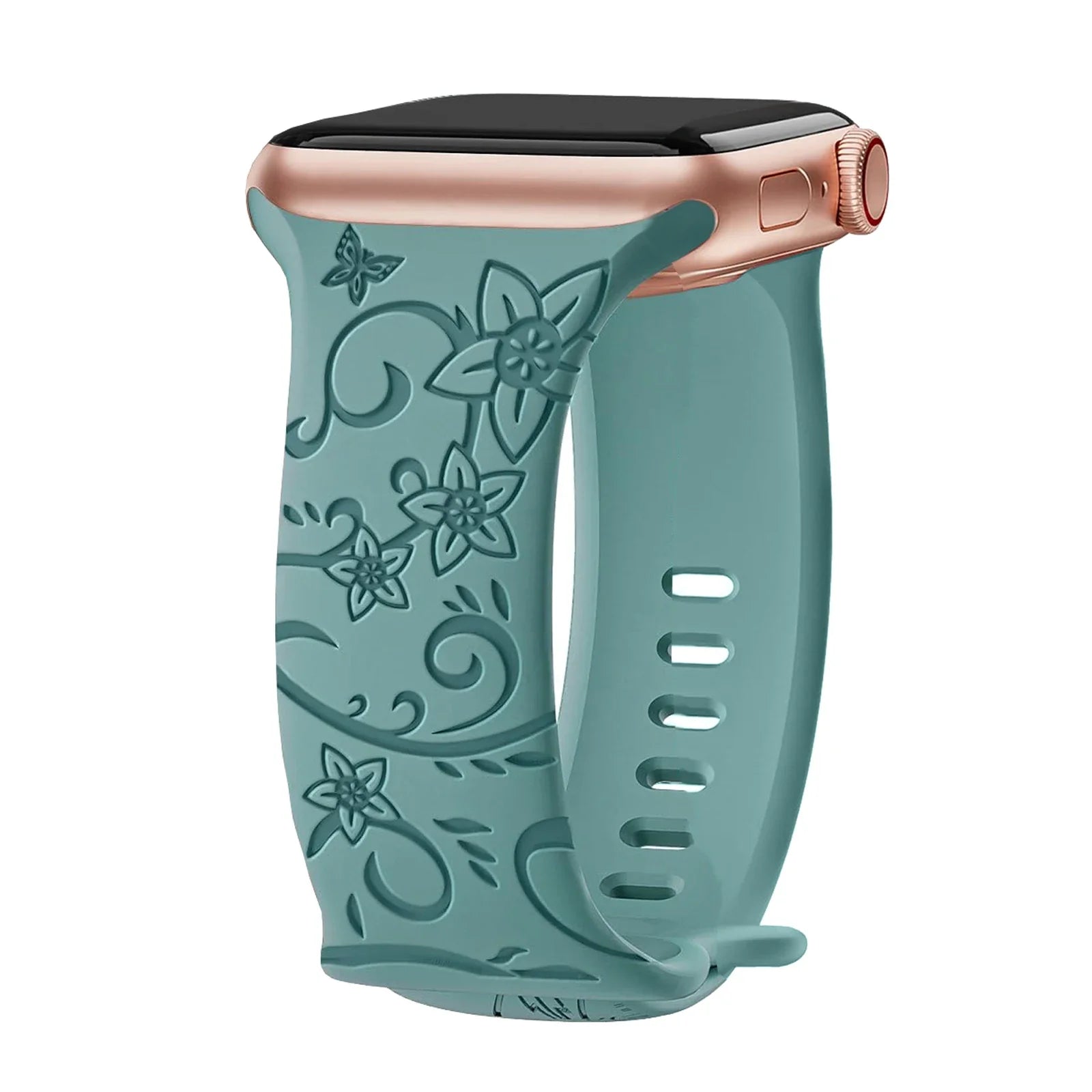 Apple Watch Silicone Strap - Floral Engraved, Soft and Waterproof BandsCo Straps