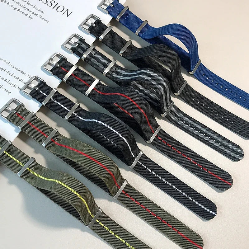 Polar Watch Band Nylon Elastic Strap Unisex Military Style Blue Red BandsCo Straps