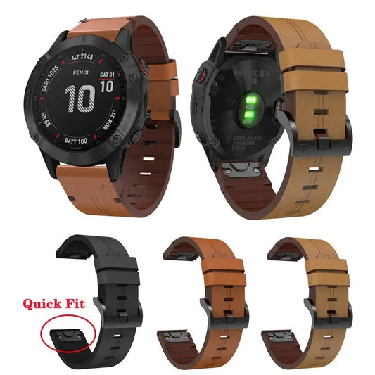 Garmin Soft Leather Band - QuickFit Stylish Upgrade BandsCo Straps