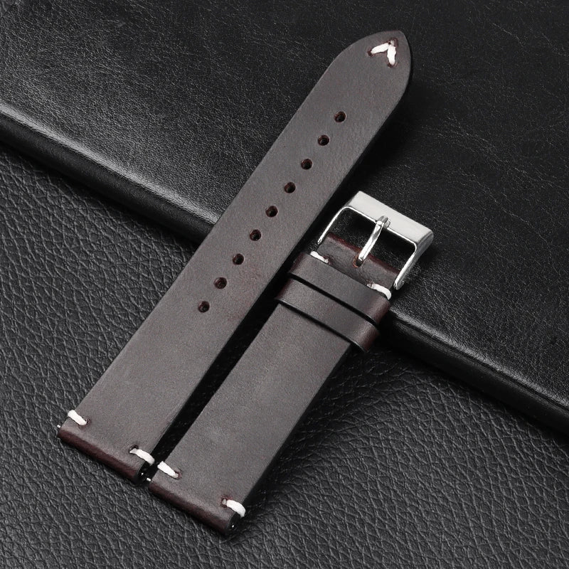 Amazfit Leather Watch Band Retro Oil Wax Calfskin For Smartwatch Replacement BandsCo Straps