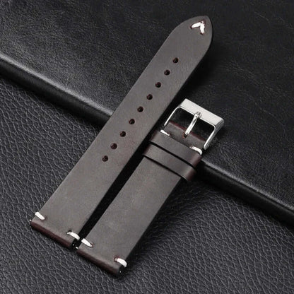 Amazfit Leather Watch Band Retro Oil Wax Calfskin For Smartwatch Replacement BandsCo Straps
