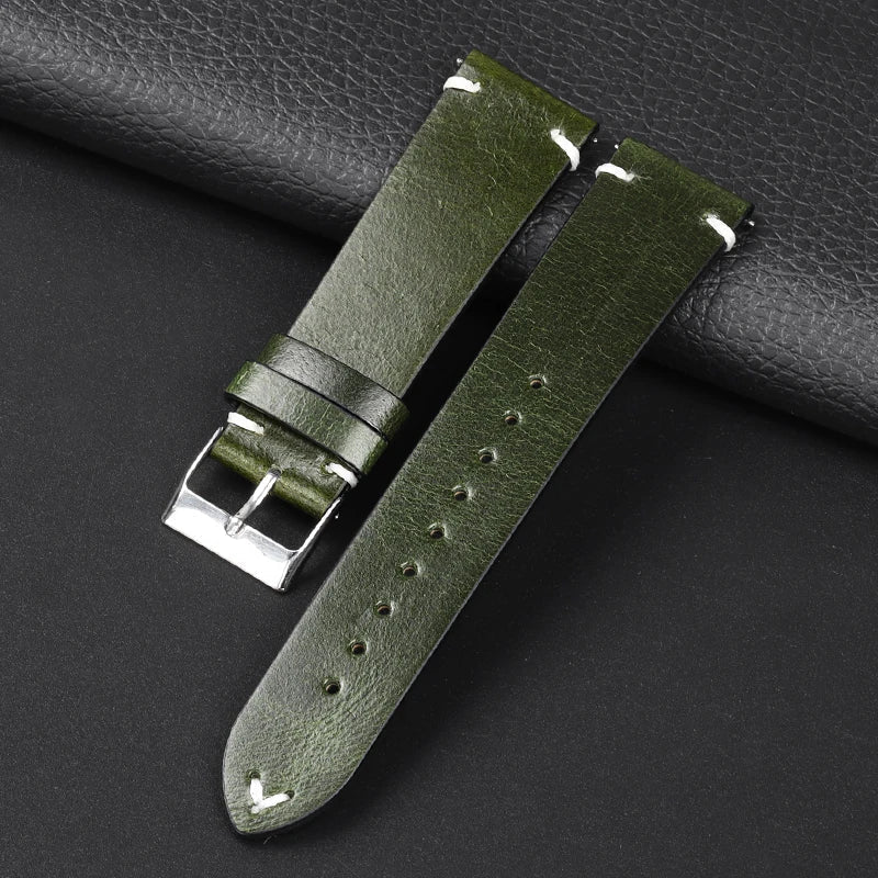 Amazfit Leather Watch Band Retro Oil Wax Calfskin For Smartwatch Replacement BandsCo Straps