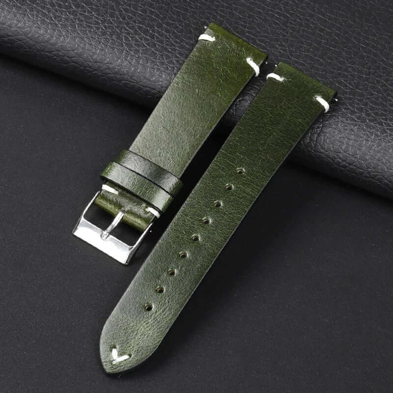 Amazfit Leather Watch Band Retro Oil Wax Calfskin For Smartwatch Replacement BandsCo Straps