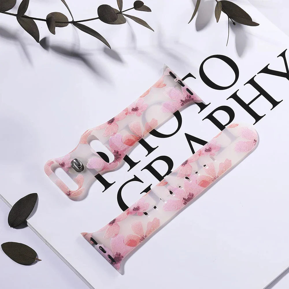 Apple Watch Silicone Strap - Floral Design - Soft and Comfortable BandsCo Straps
