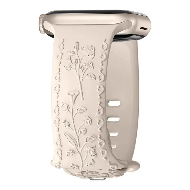 Apple Watch Silicone Band - Floral Engraved - Stylish Design BandsCo Straps