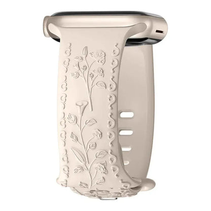 Apple Watch Silicone Band - Floral Engraved - Stylish Design BandsCo Straps