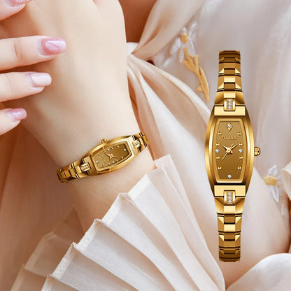 Women's Gold Stainless Steel Diamond Dial Dress Watch BandsCo Straps