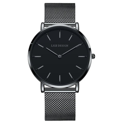 Women's Pink Dial Mesh Band Slim Stainless Steel Watch BandsCo Straps